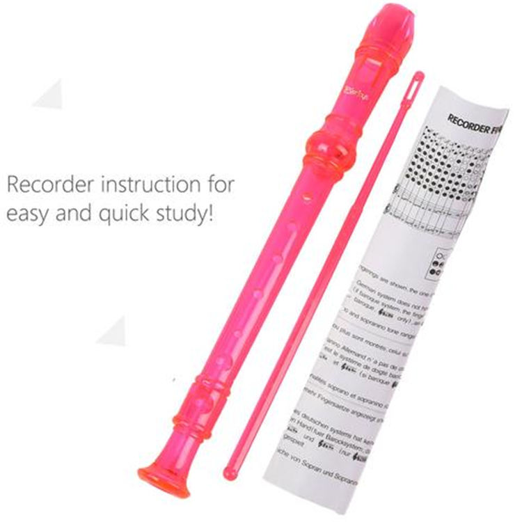 Sopran Descant Recorder 8 hulfløjte med / rensestangpose instruktion lyserød